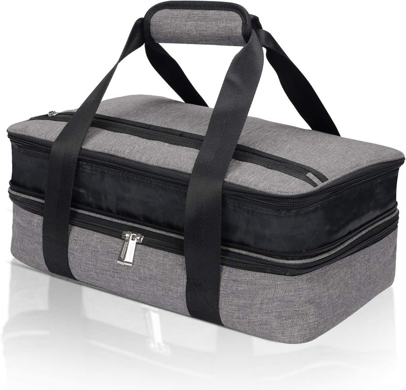 Hersent Lunch Bag Insulated Thermal Food Carrier,Insulated Double Casserole Carrier, 9"x13" Baking Dish Carrier, Padded Lasagna Holder, Expandable Hot And Cold Thermal Tote Bag, Casserole Dishes Travel Bag - Image 1